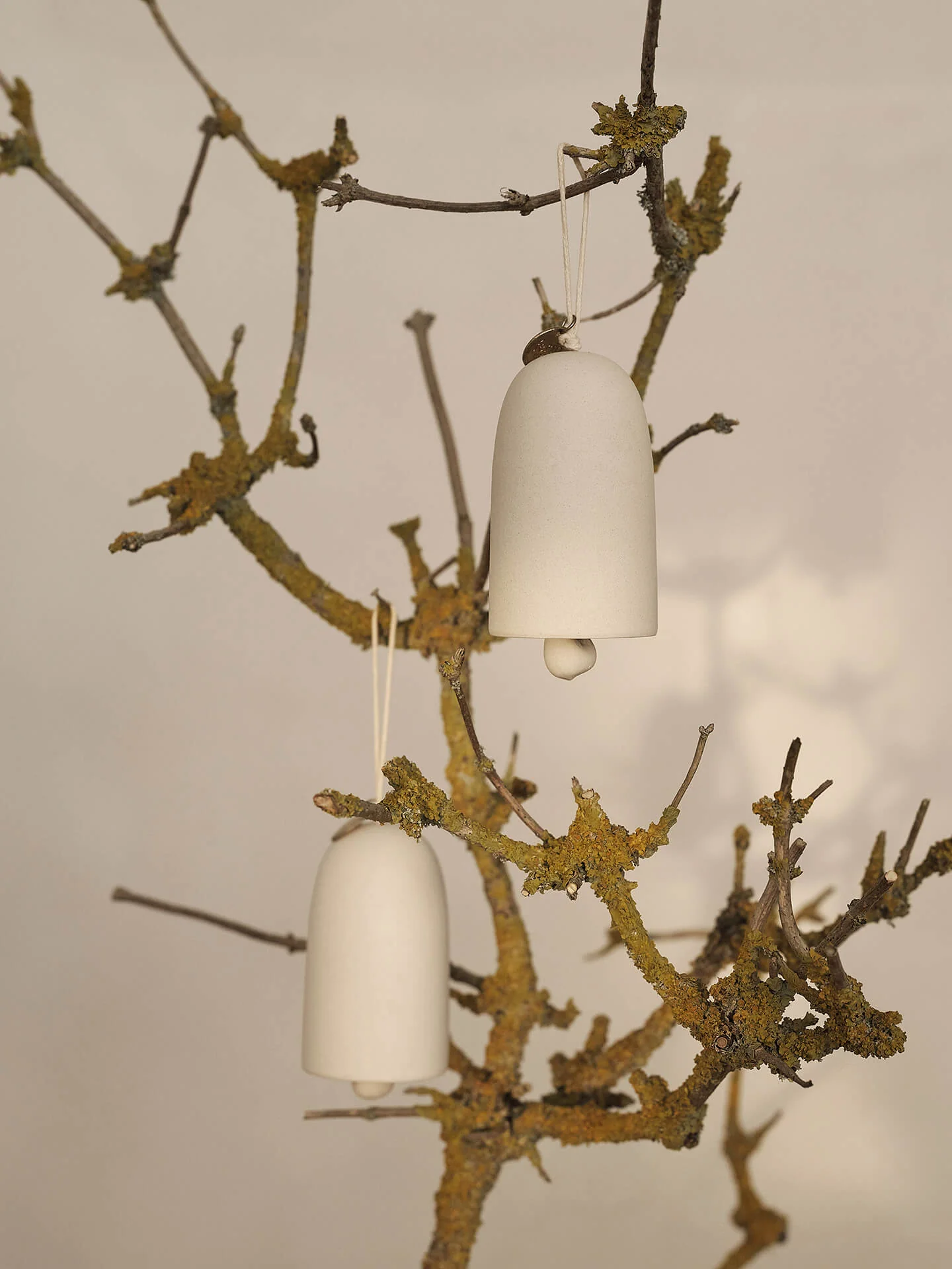 Bell Ceramic Ornament - Set of 2 - Off-White - Image 2