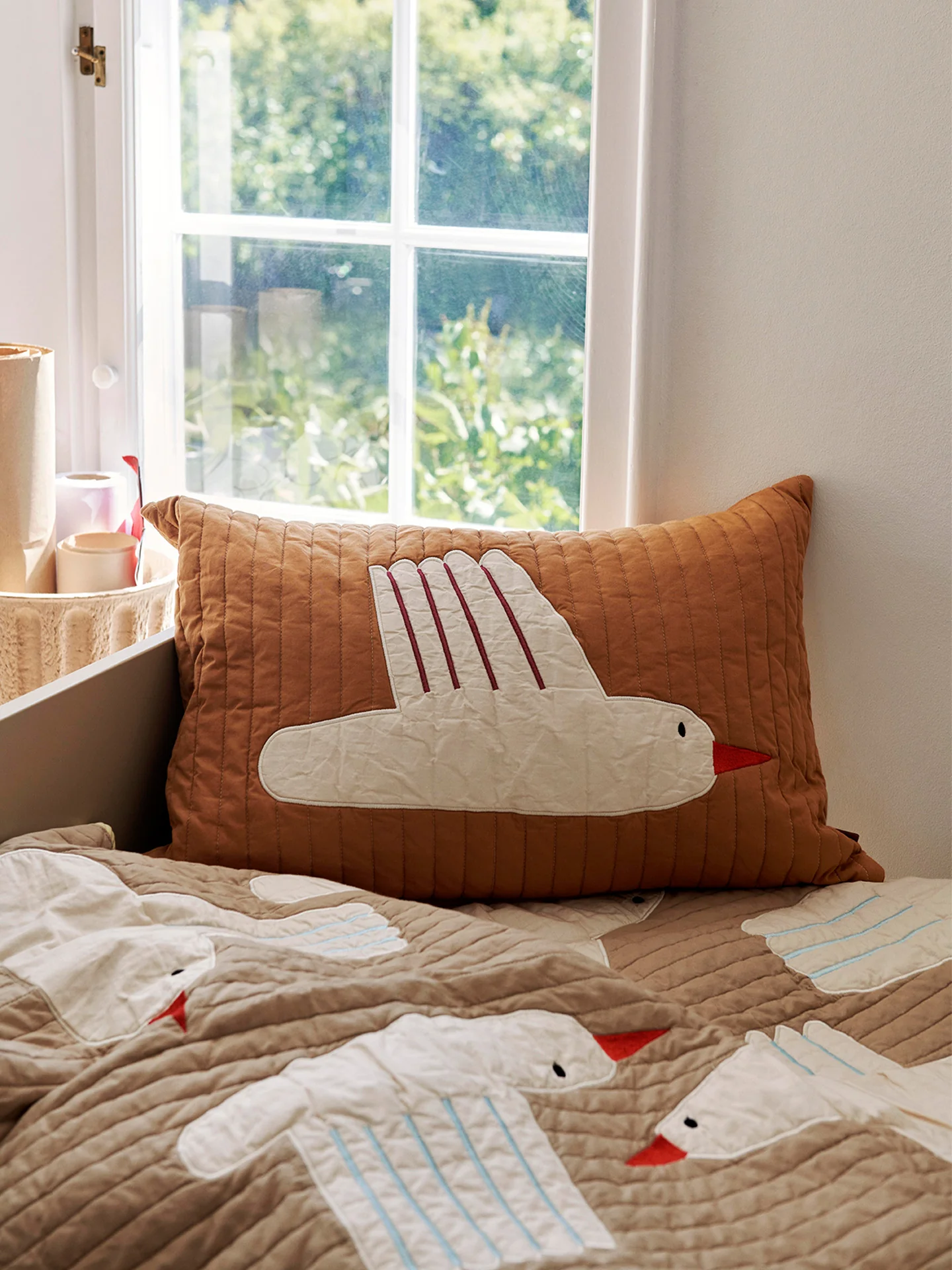 Bird Quilted Cushion Rectangular - Sugar Kelp - Image 2