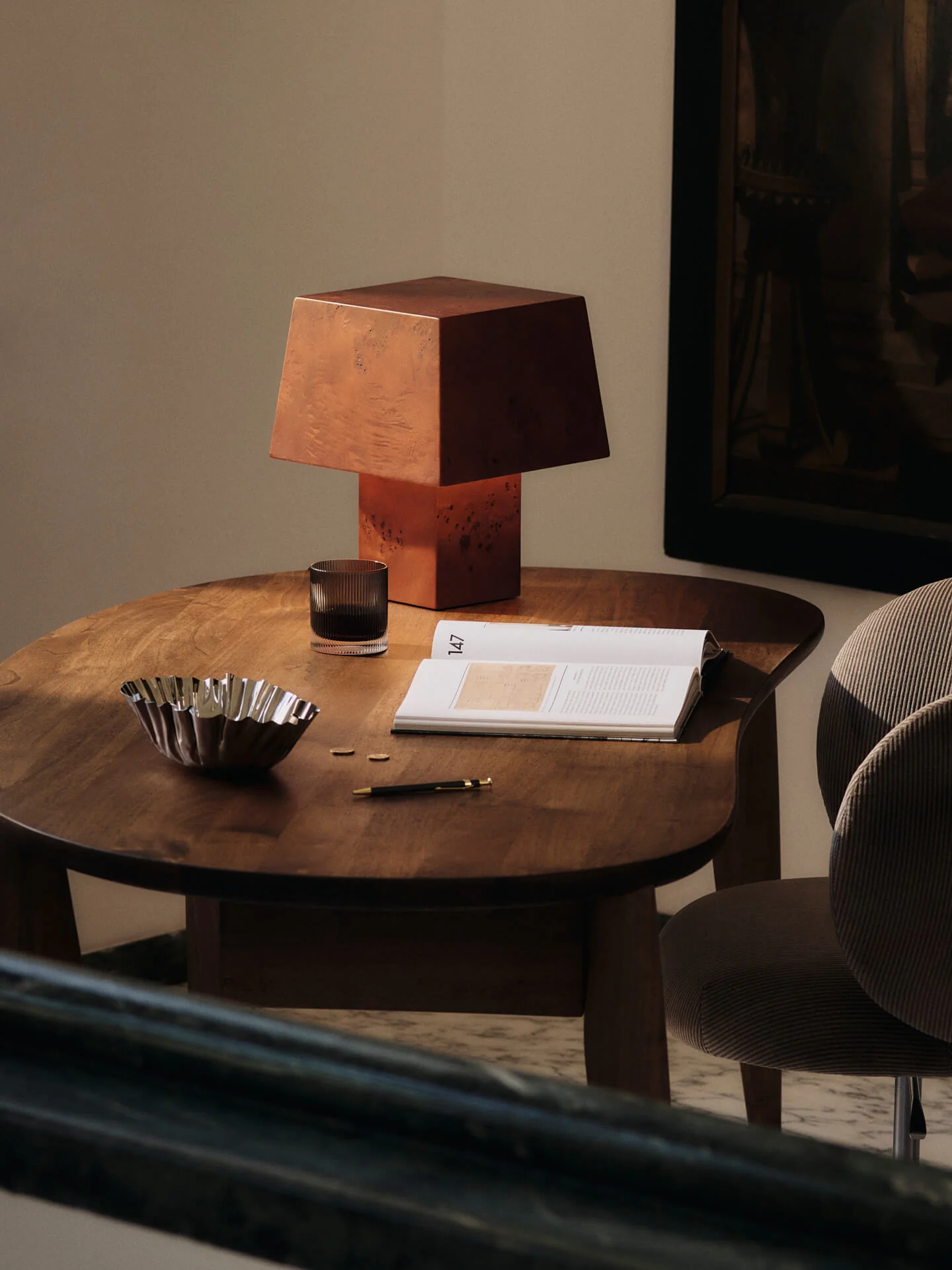 Burl Table Lamp - Dark Stained Burl - Image 2