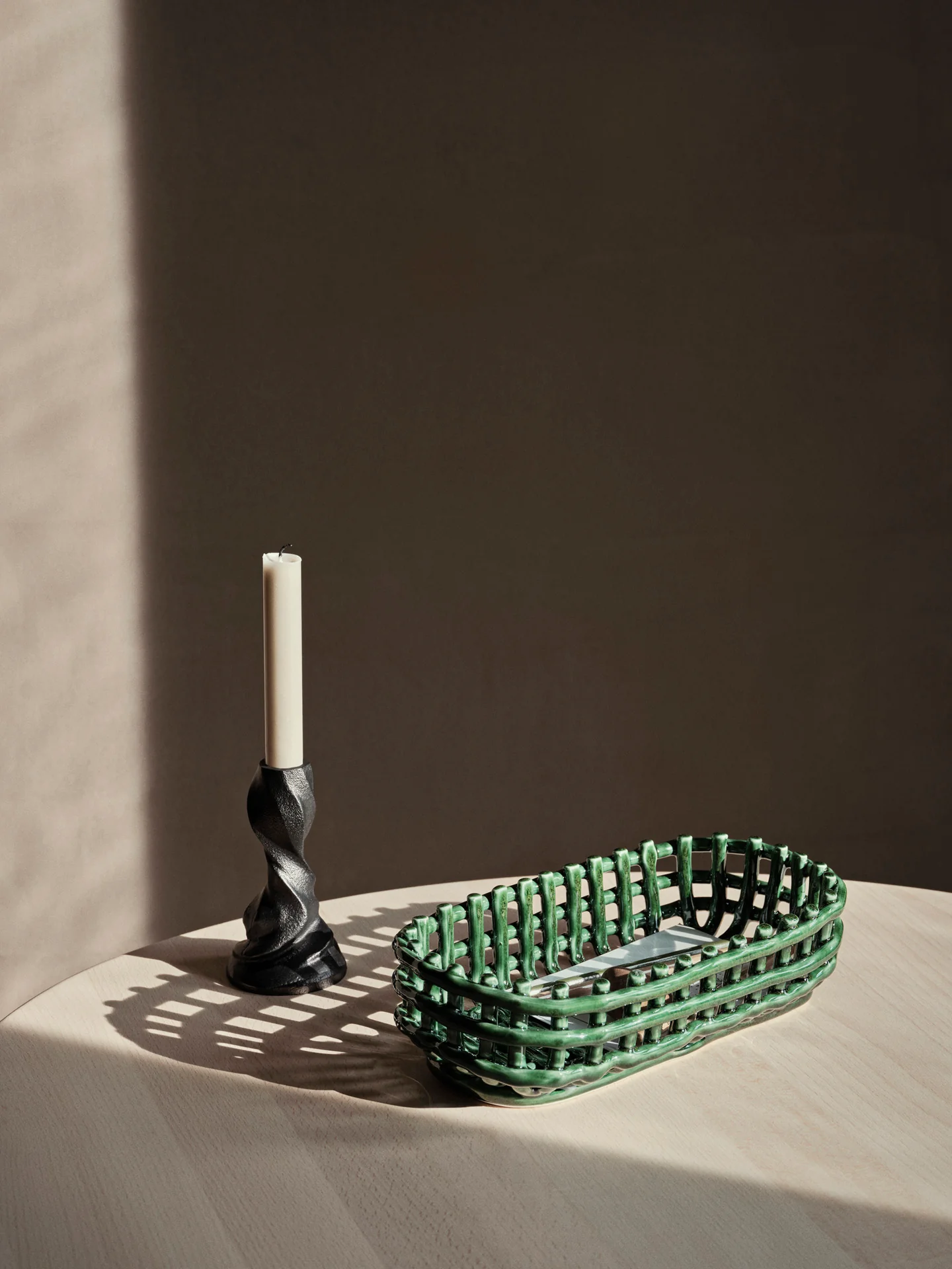Ceramic Basket - Oval - Emerald Green - Image 2