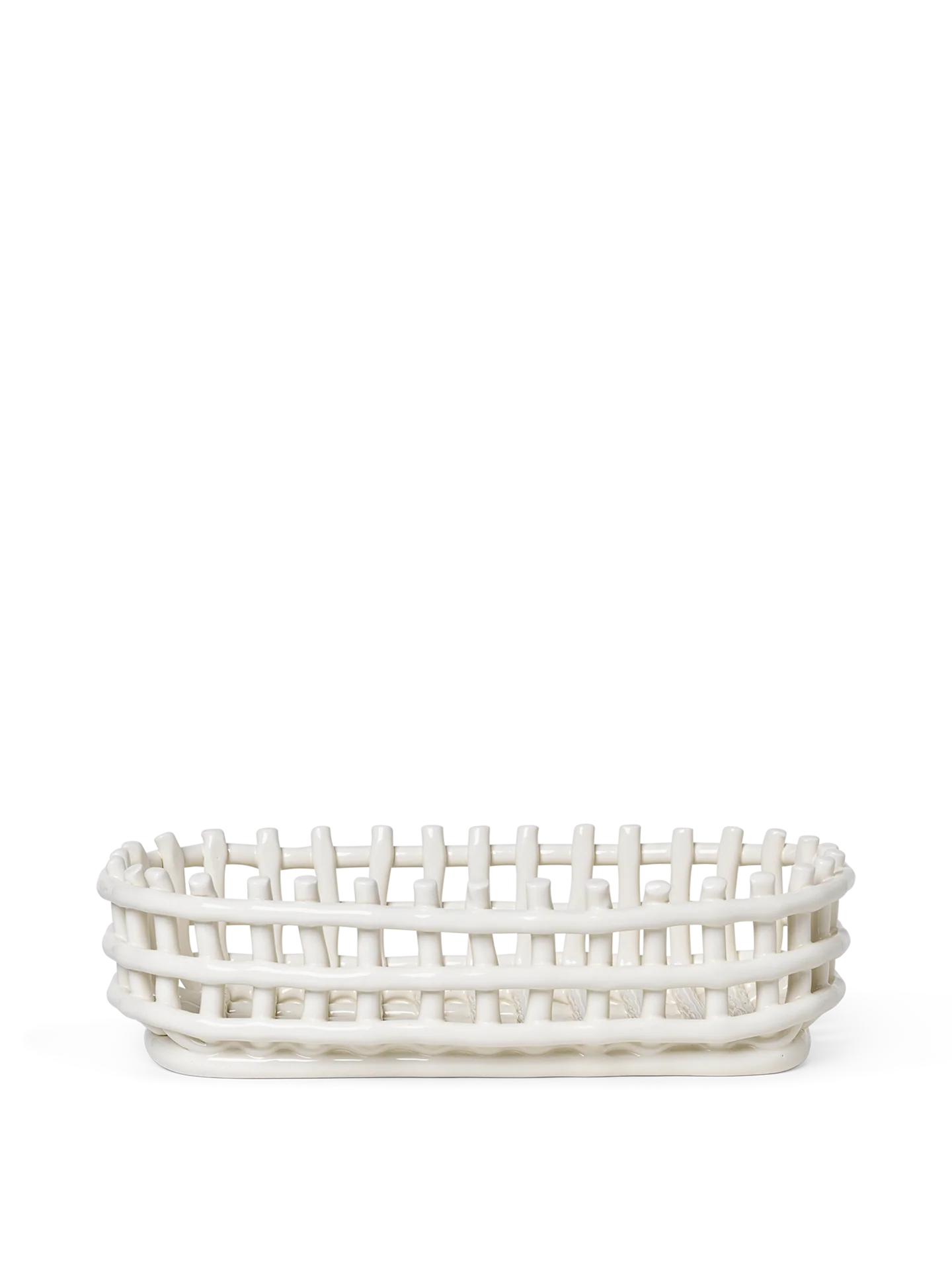 Ceramic Basket - Oval - Off-White