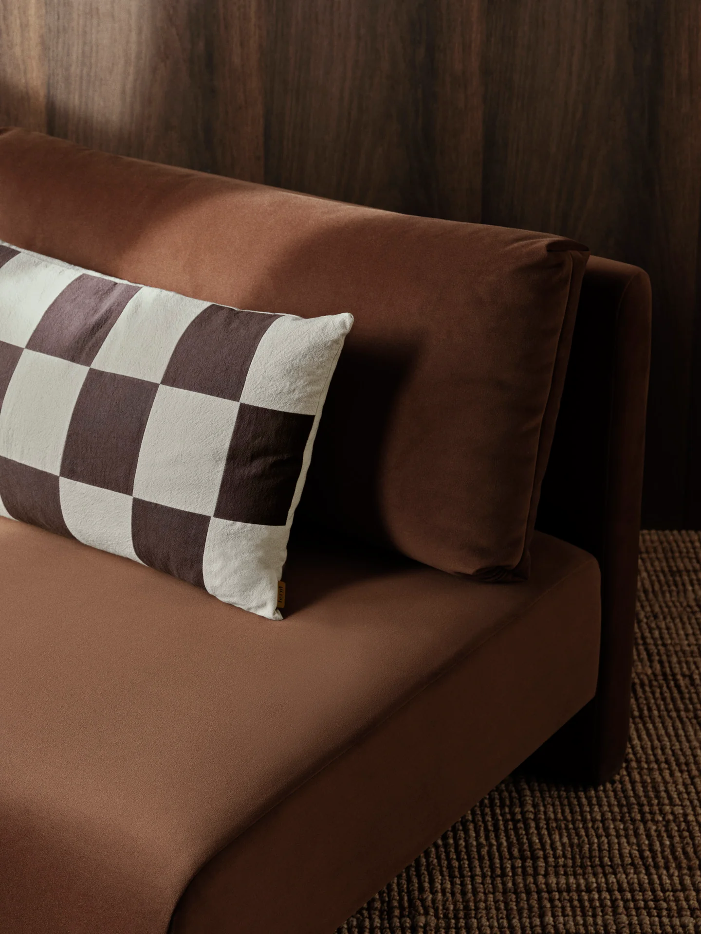 Fold Patchwork Cushion - Coffee/Undyed - Image 3