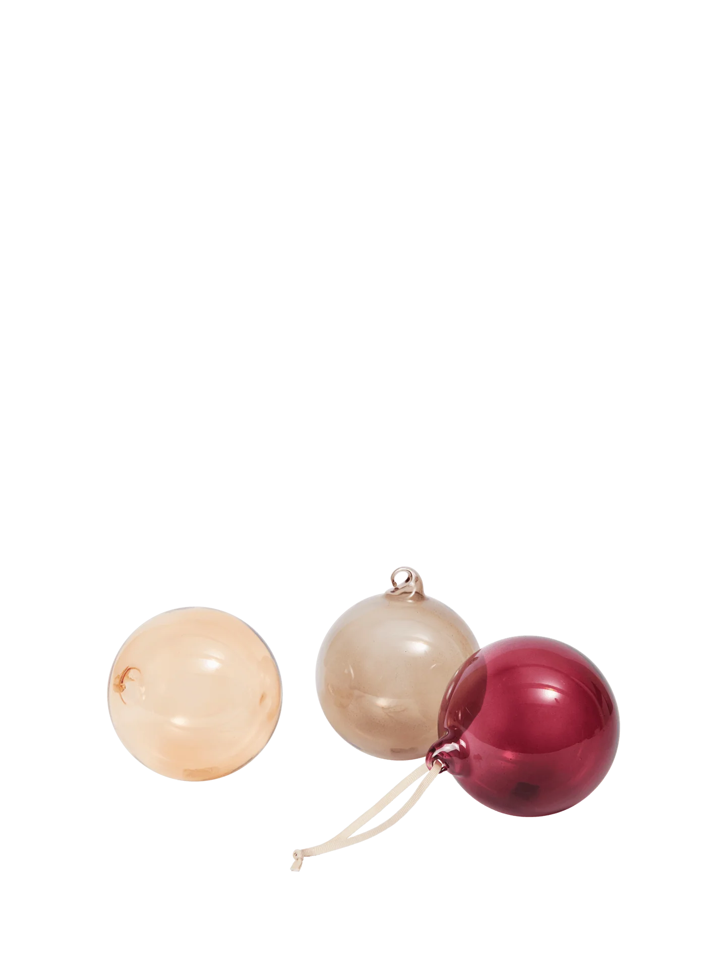 Glass Baubles - Large - Set of 3 - Roseate Translucent