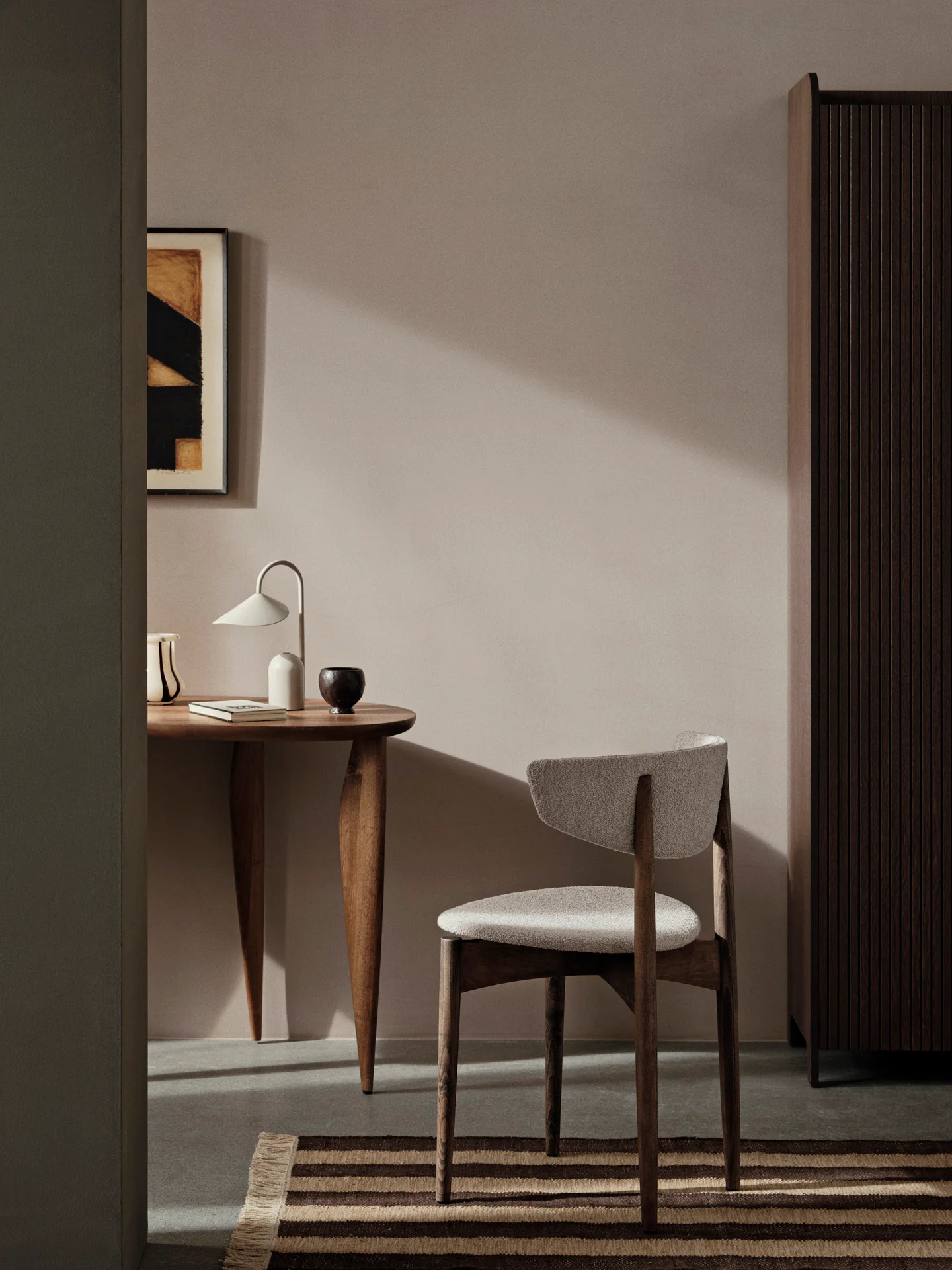 Herman Dining Chair - Upholstered - Soft Bouclé - Dark Stained Beech/Natural - Image 2