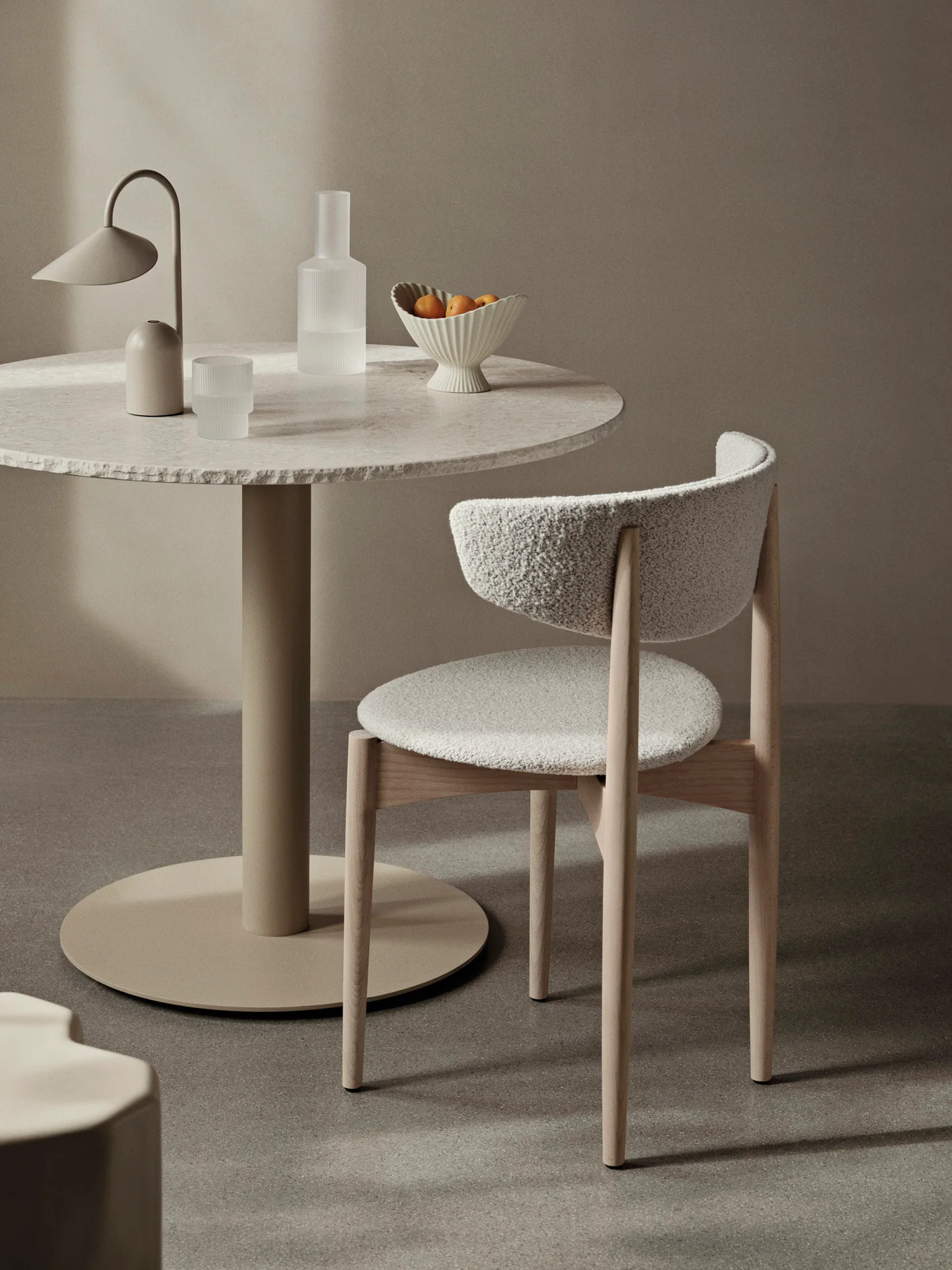 Herman Dining Chair - Upholstered - Soft Bouclé - White Beech/Off-White/Sand - Image 2