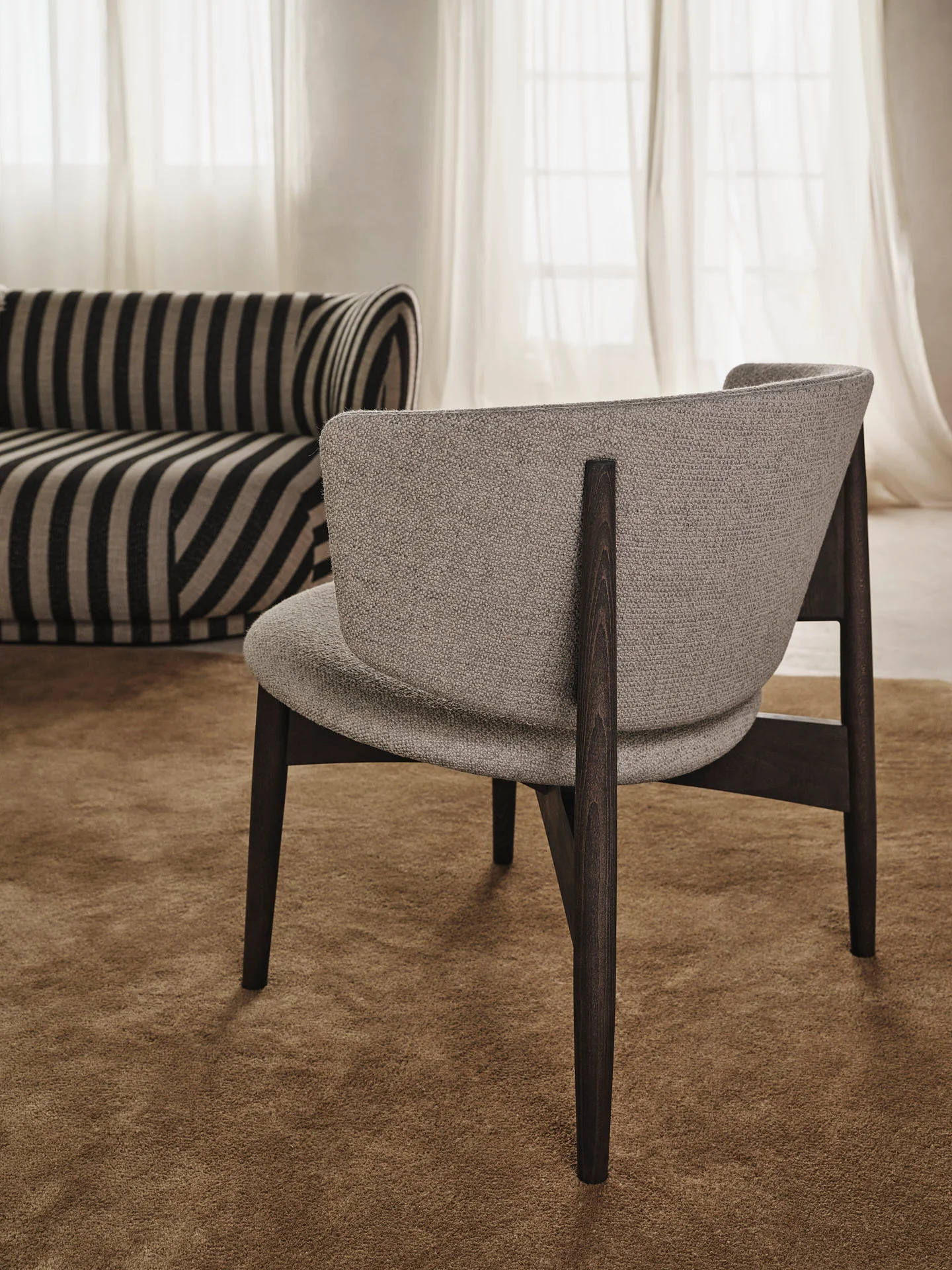 Herman Lounge Chair - Wood - Bouclé - Dark Stained Beech/Sand - Image 2