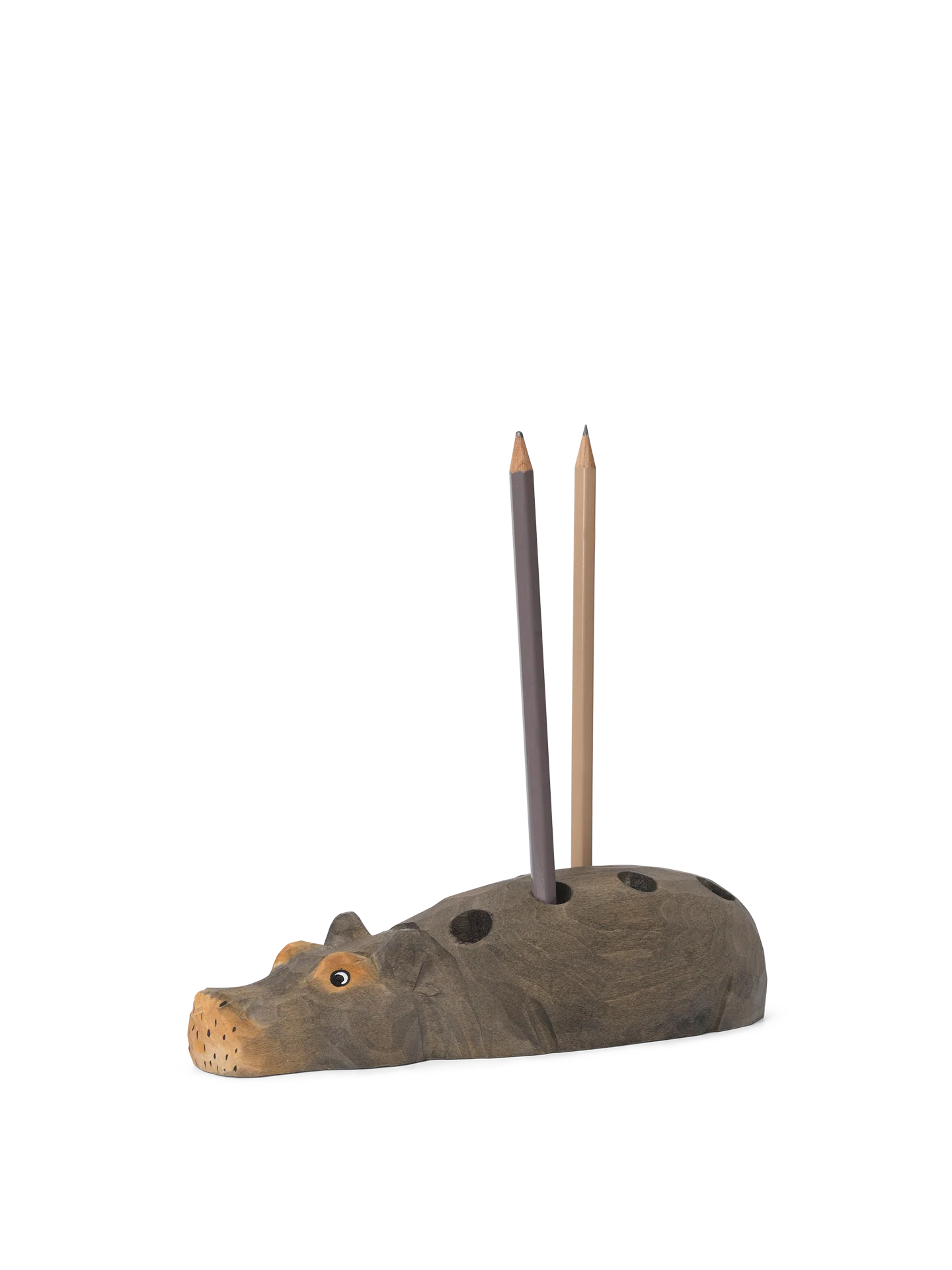 Hippo Hand-Carved Pencil Holder - Image 3