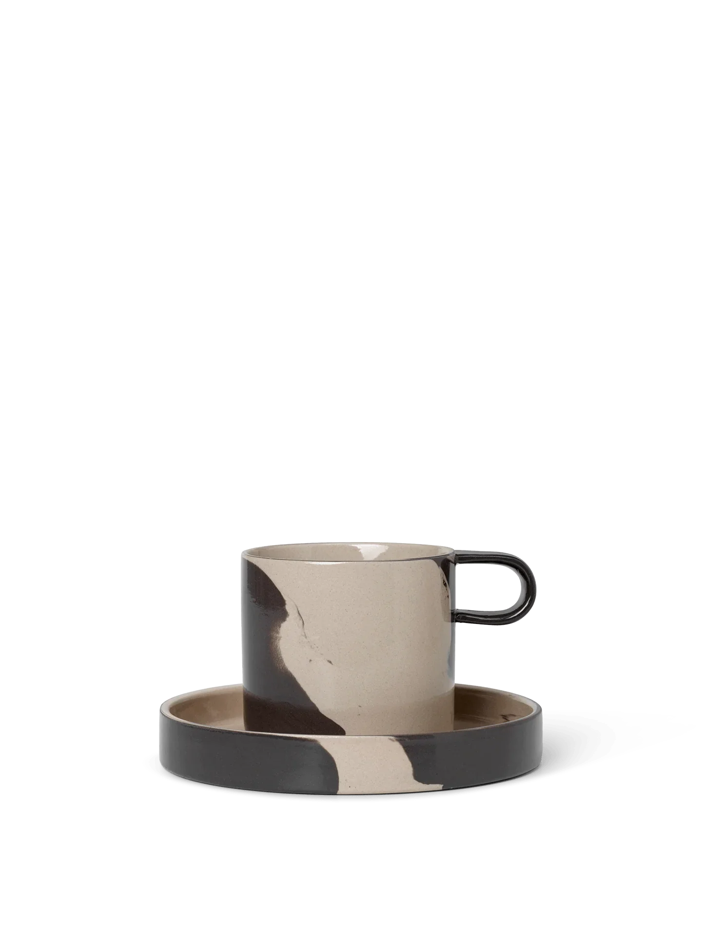 Inlay Cup with Saucer - Sand/Brown