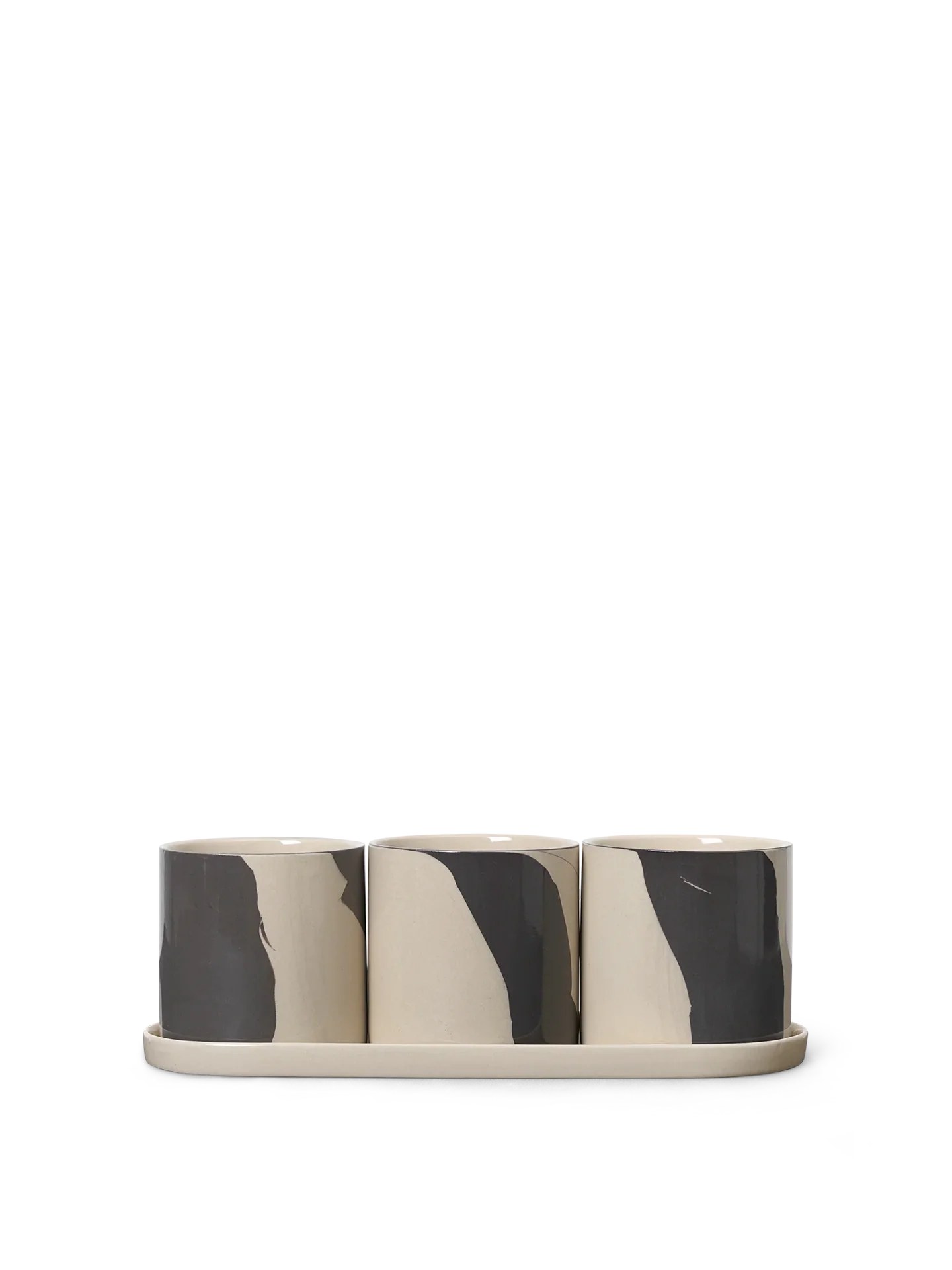 Inlay Herb Pots - Sand/Brown