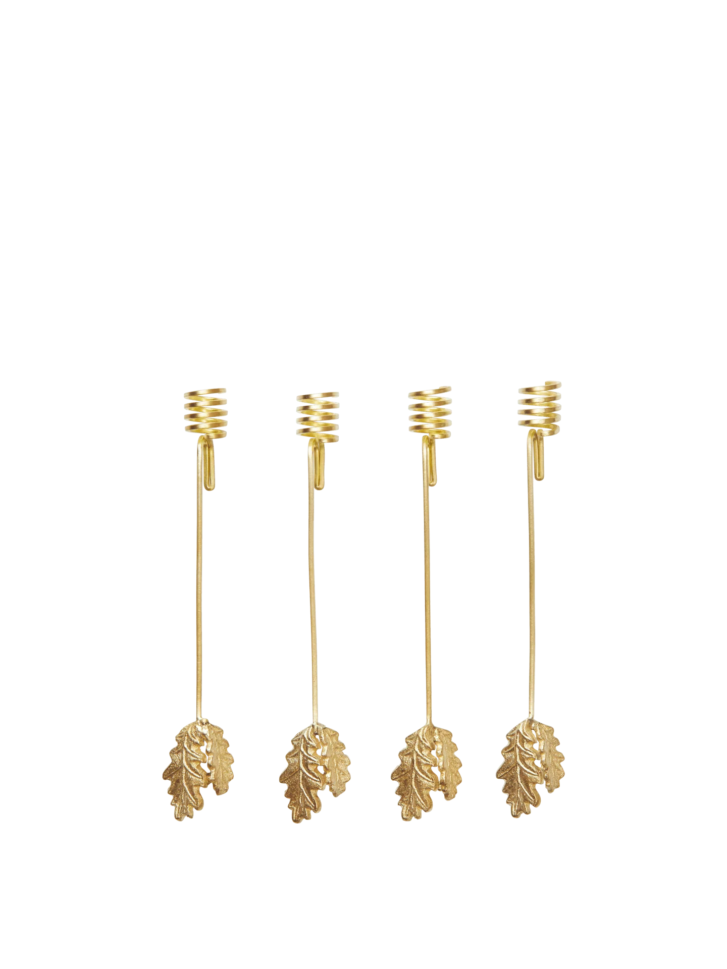 Oak Leaf Christmas Tree Candle Holders - Set of 4 - Brass