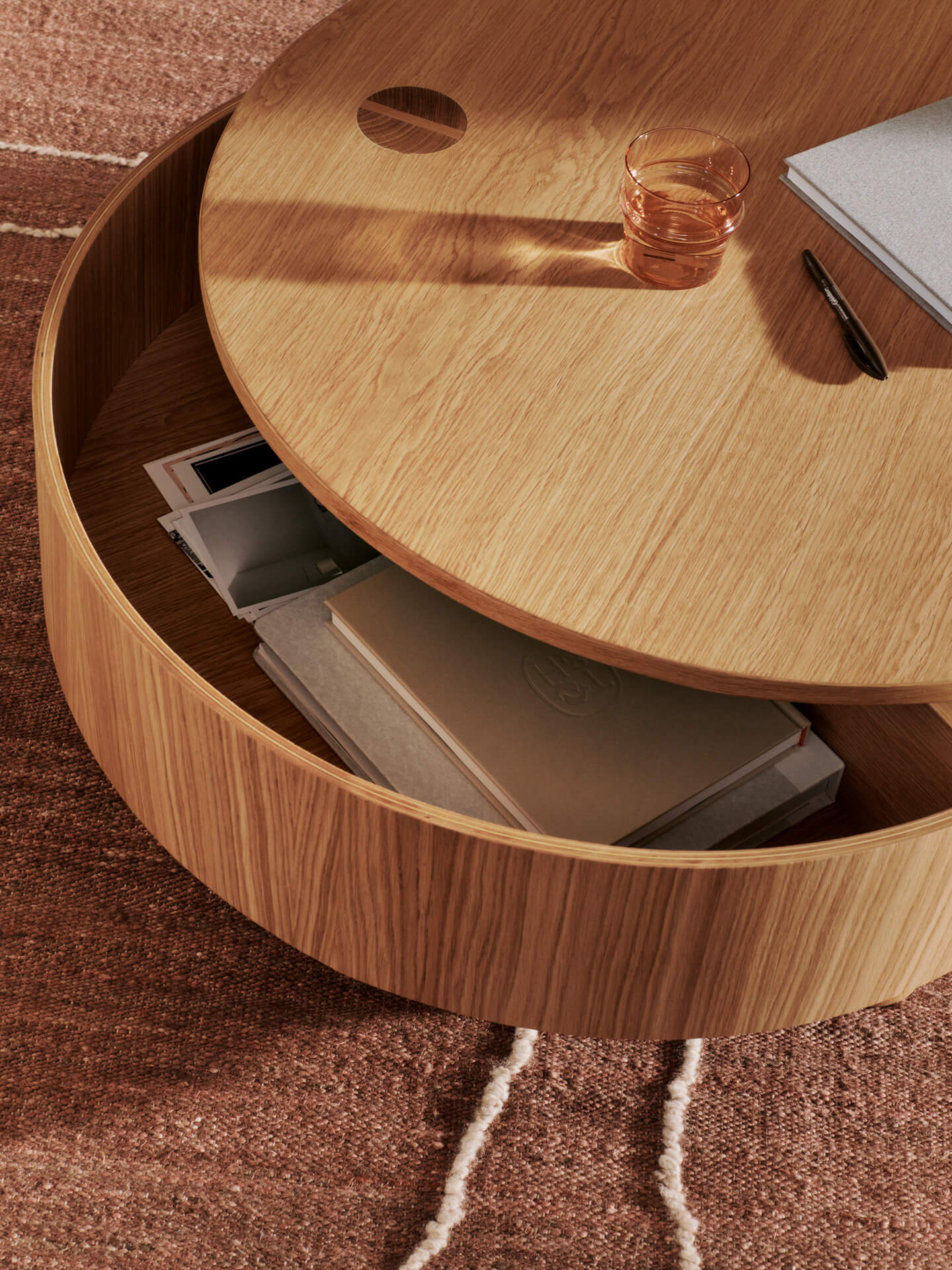 Olles Storage Table - Ø80 - Natural Oak Veneer - Image 3