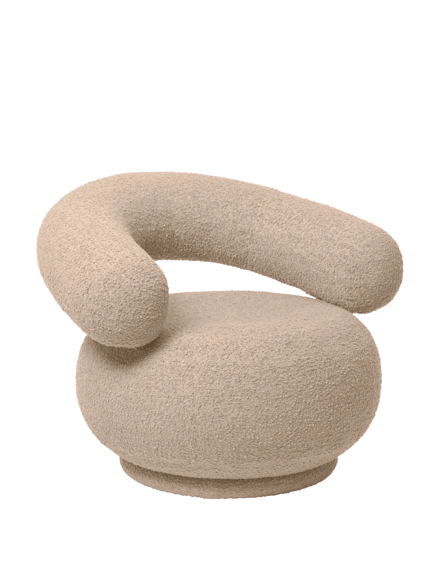 Orbo Lounge Chair - Swivel - Raw Bouclé - Natural - Image 2