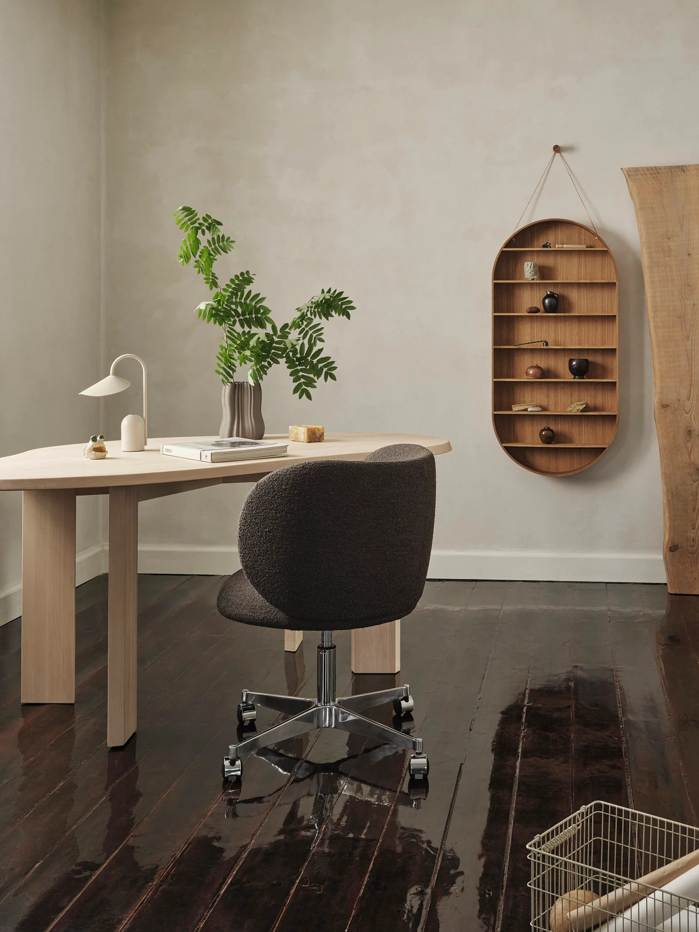Rico Dining Chair - Castors - Soft Bouclé - Dark Brown - Image 3