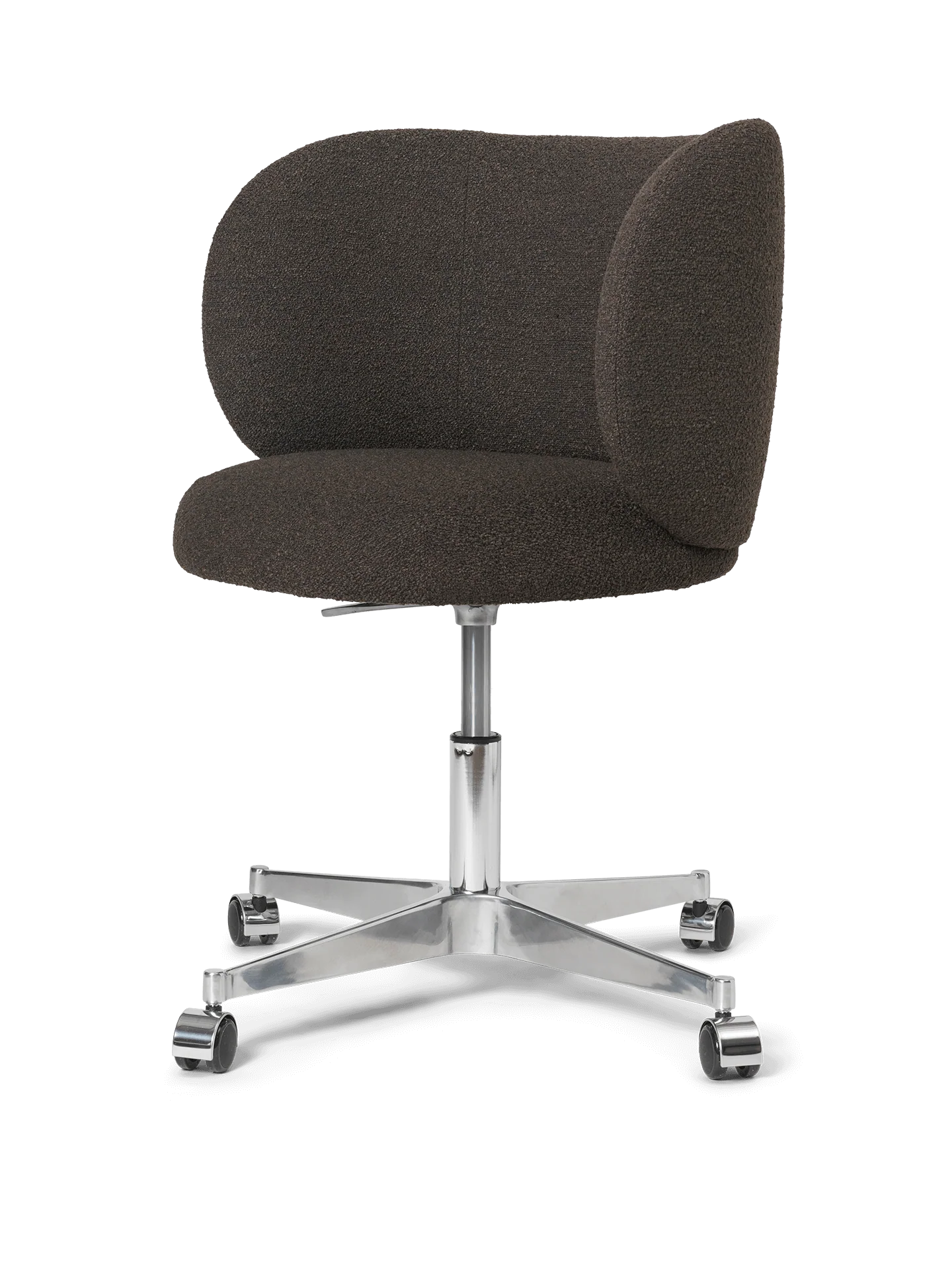 Rico Dining Chair - Castors - Soft Bouclé - Dark Brown - Image 4
