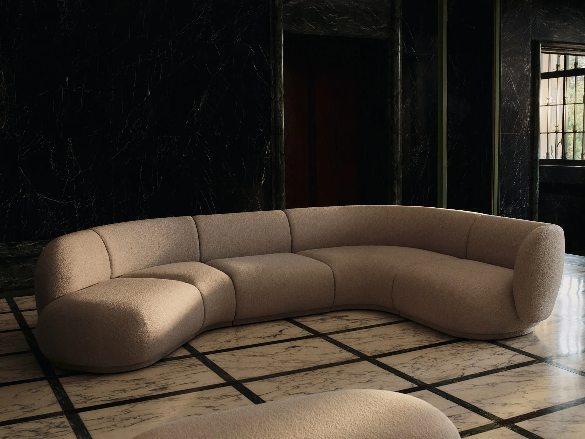 Rico Sofa Corner - Wide - Soft Bouclé - Natural - Image 4