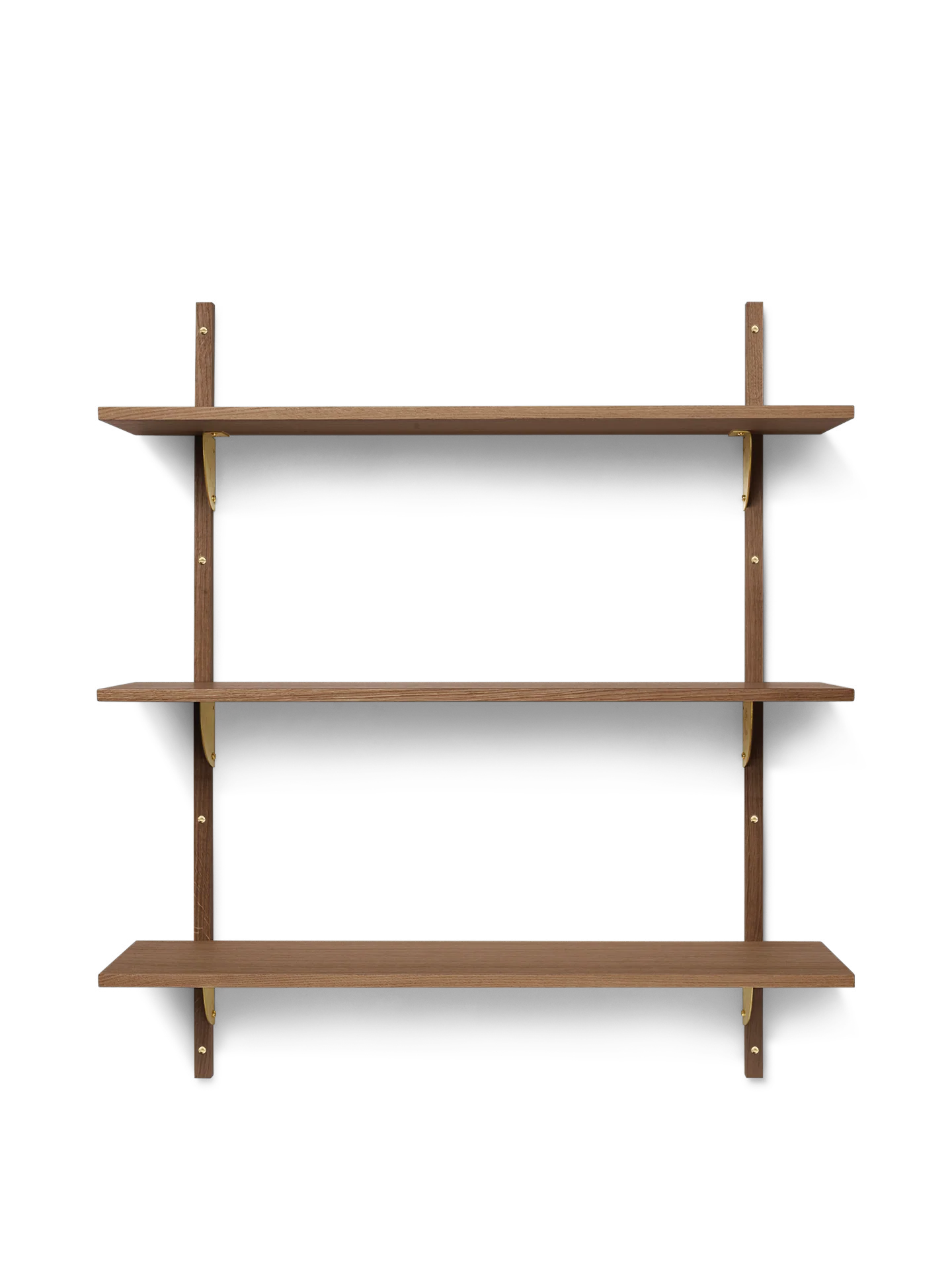 Sector Shelf - Triple - Wide - Smoked Oak/Brass