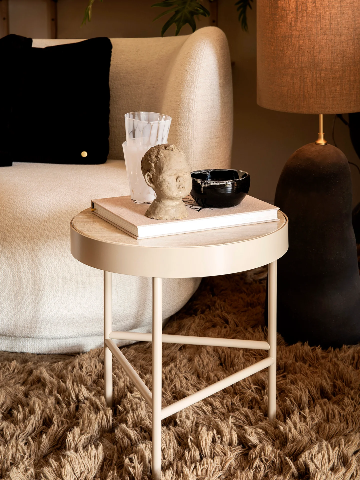 Travertine Table - Medium - Cashmere - Image 2